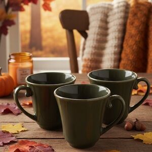 Williams Sonoma Coffee Mugs Made In Portugal Set Of 3 Olive Green